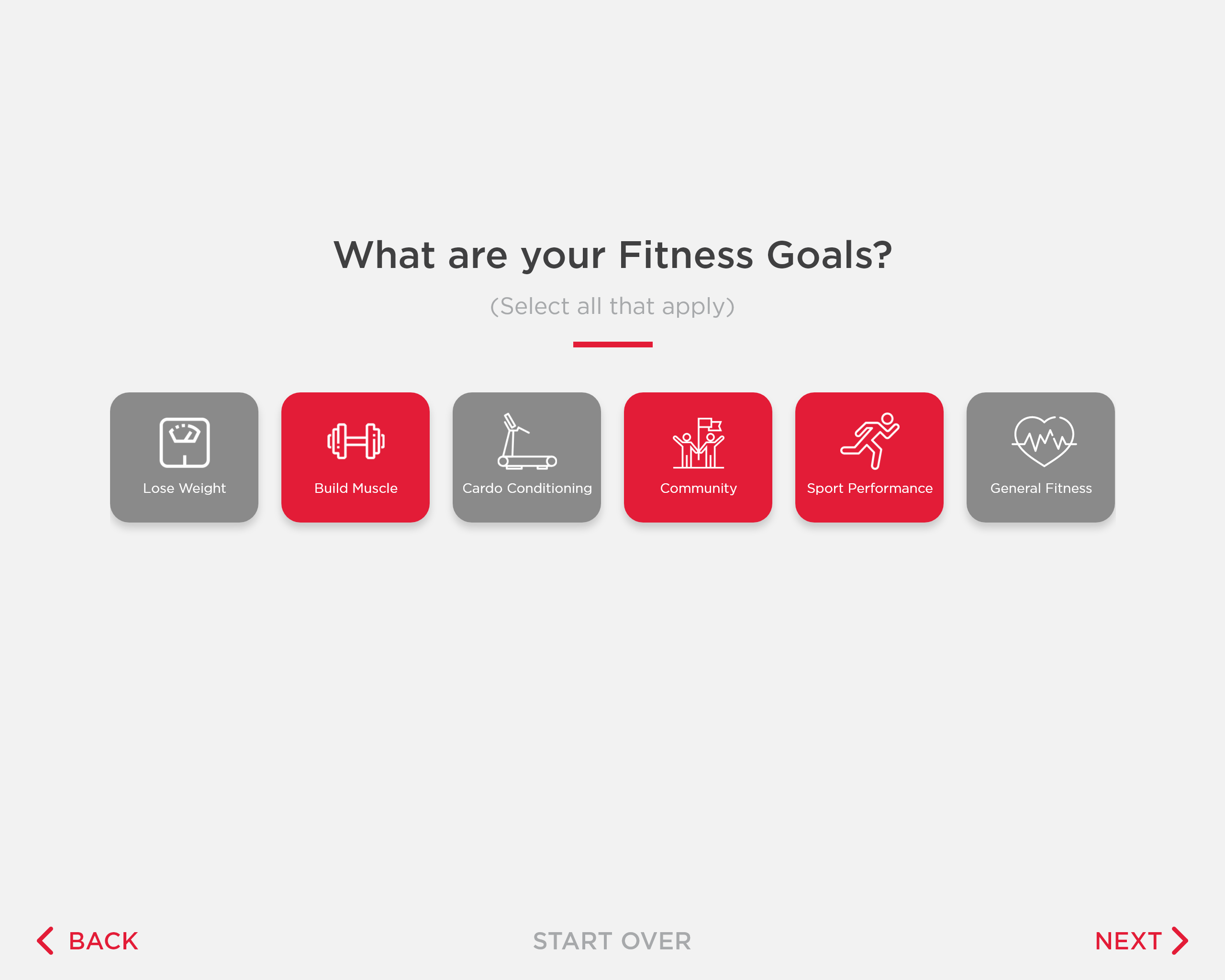Fitness goals questionnaire